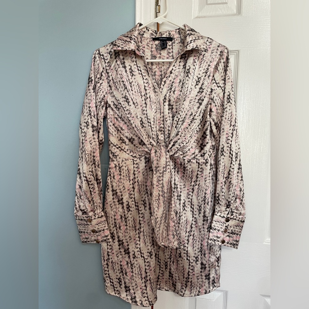 Tie-Front Print Dress